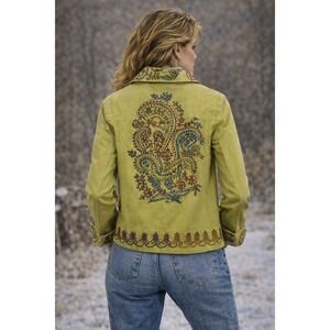 Vintage Coldwater Creek Embroidered Lightweight Jacket Funky Medium Statement